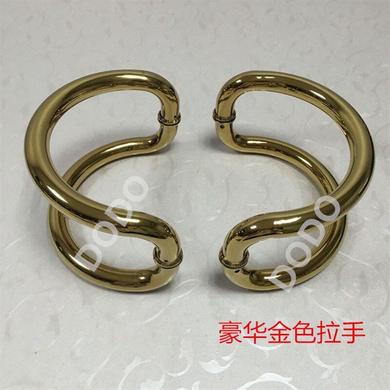 C型门拉手弧形拉手半圆加厚不锈钢把手金色C型大S门把手有框门拉