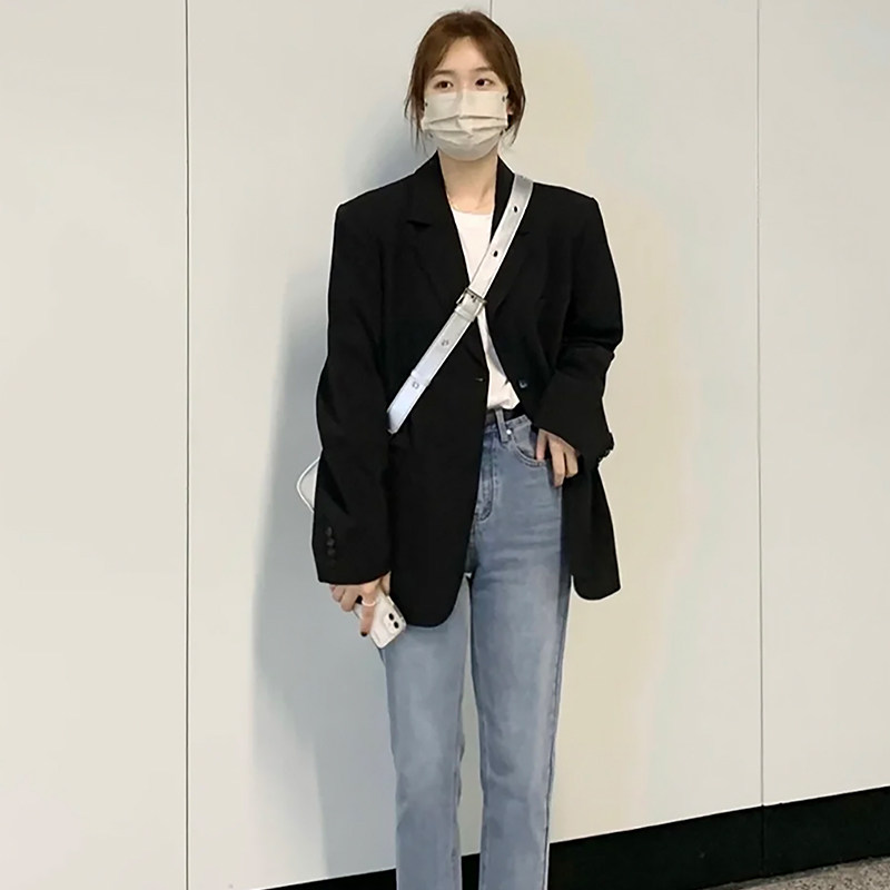 高级设计感黑色西装外套女春秋季新款韩版小个子休闲西服宽松显瘦