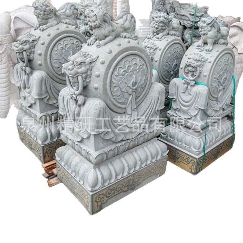 青石仿古做旧中式庭院p门口石雕抱鼓石石雕摆件貔貅仿古门墩抱鼓