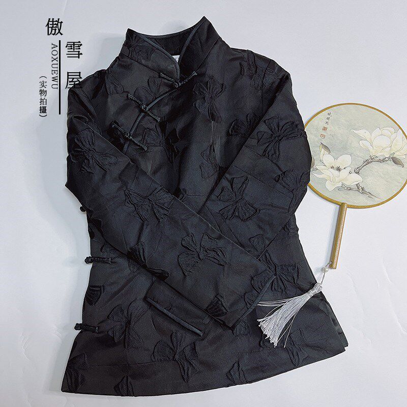 傲雪屋冬季修身保暖长袖日常高端旗袍上衣改良中国风盘扣唐装女