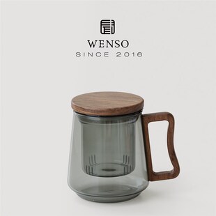 闻说苍月泡茶杯 m玻璃带盖过滤水杯简约大容量茶水分离茶道杯子