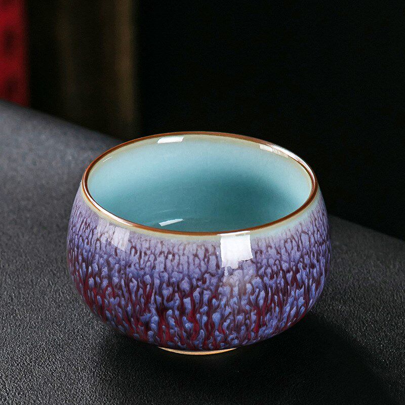 窑变钧瓷c紫色主人杯单个茶杯个人功夫茶杯茶具窑变杯小茶盏
