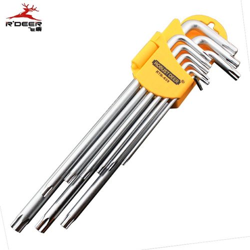 飞鹿工具内六角扳手套装螺丝刀带中孔梅花六棱6角组合公制扳手