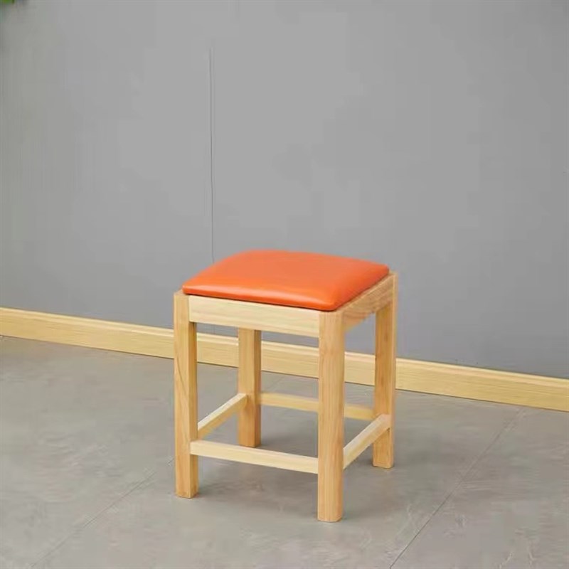 实木方凳快餐小吃饭店r桌椅面馆凳子家用餐桌椅实木板木餐桌商用