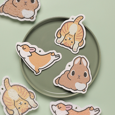 可爱木桨棉洗碗海绵擦洗碗布擦家用不沾油P厨房专用抹布白洁布