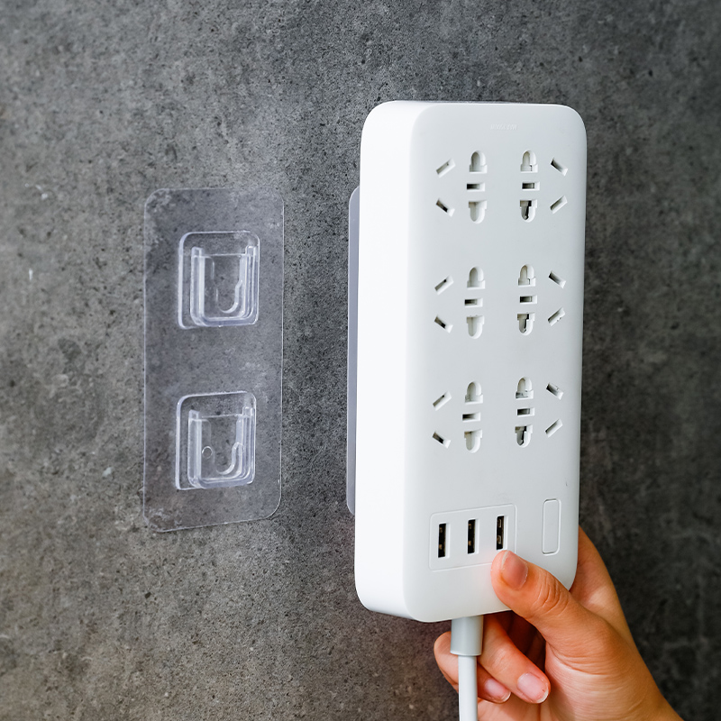 插排固定器排插插线板壁挂无痕收纳免打孔粘贴挂钩X挂架座置物架