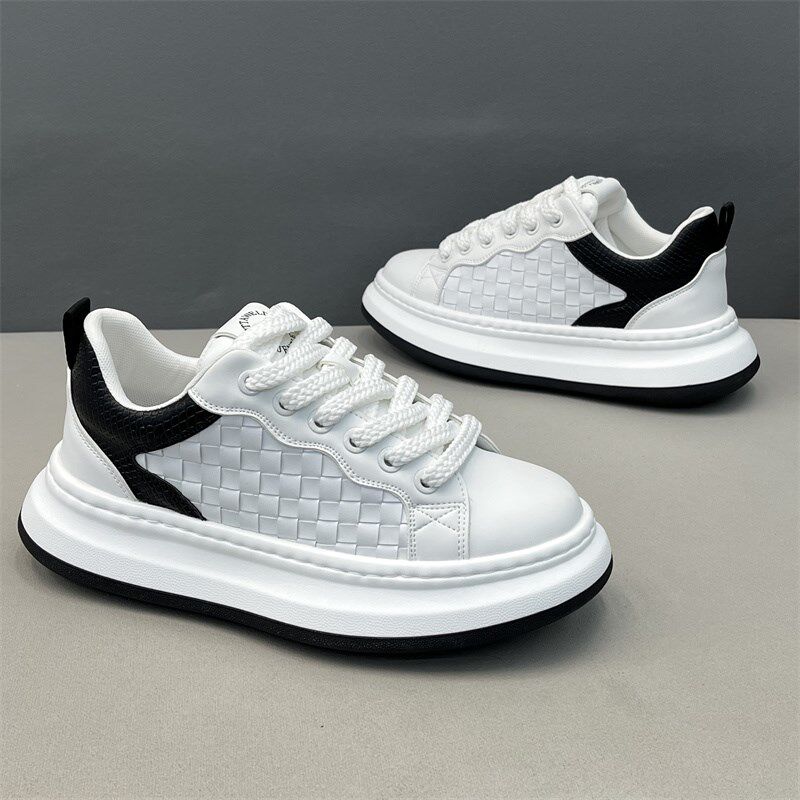 男鞋2025春季新款时尚百搭小A白鞋厚底增高板鞋轻便透气运动休闲