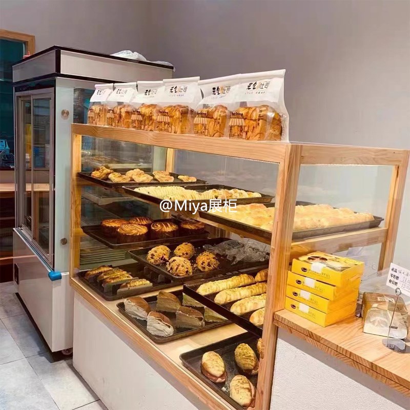 定制烘焙店铺小型玻璃展示柜面包店展柜常温蛋糕柜U咖啡厅甜品展