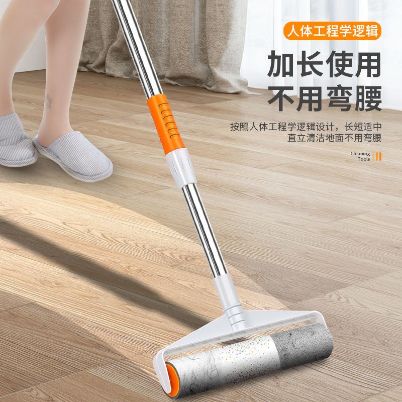长杆滚筒粘毛器滚刷猫毛s吸头发神器滚轮筒家用地板沾除黏可撕式