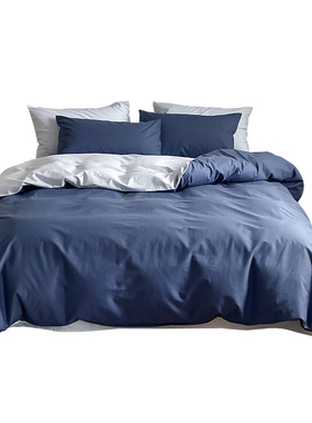 简约全棉四件套10m0水洗棉床单被套罩床上用品学生宿舍三件套4