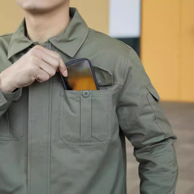 春秋款橄榄绿全棉工m作服套装工厂耐磨耐脏工装长袖劳保服工作服