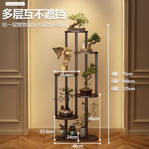 茶室氛围布置高级感小型博古架实木中式简约现代小型茶.叶置物架