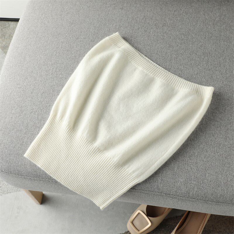 秋冬羊绒抹胸无肩带针织裹胸背心女修身显瘦打底小内搭防走光上衣