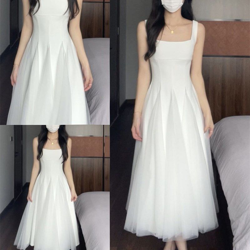 领证登记小礼服高端轻奢小众订婚裙日常可穿白色蓬蓬吊带连衣裙女