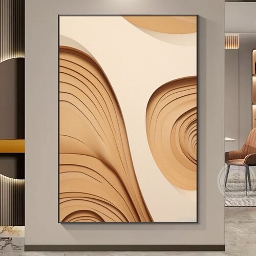 奶油风大幅落地画抽象艺术画客厅沙发背景墙挂V画立体感装饰画