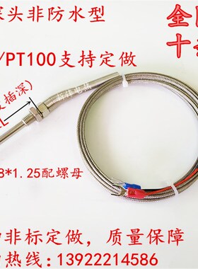 腾龙仿进口探头K型热电偶WRN-187探针型温度传感器M8螺纹感温棒