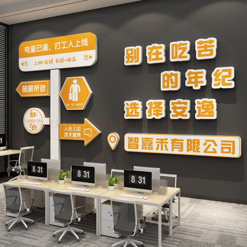 公司企业文化会议k办公室氛围布置墙面装饰进门形象背景墙标语贴