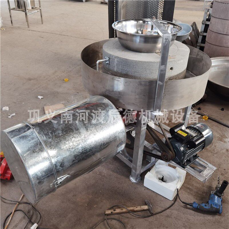 豆腐磨浆电动石磨厂家 全自动小型干湿香K油芝麻酱青石面粉石磨机