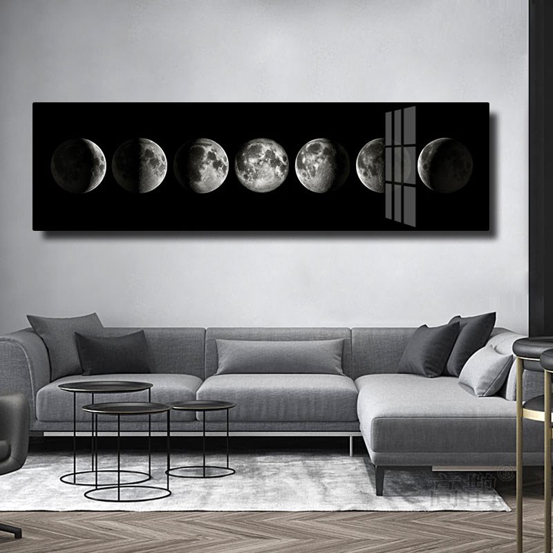 宇宙太空卧室床头挂画客厅沙发背景墙月球L星球装饰画月亮月食壁