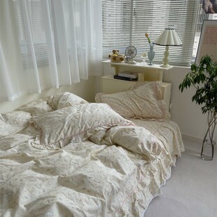 梨梦 公主少女心四件套全棉Q床单被套床裙床品 兔兔那么可爱