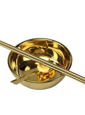 紫铜碗纯铜家用铜筷子铜勺子铜餐B具三件套纯铜加厚餐具套装小孩