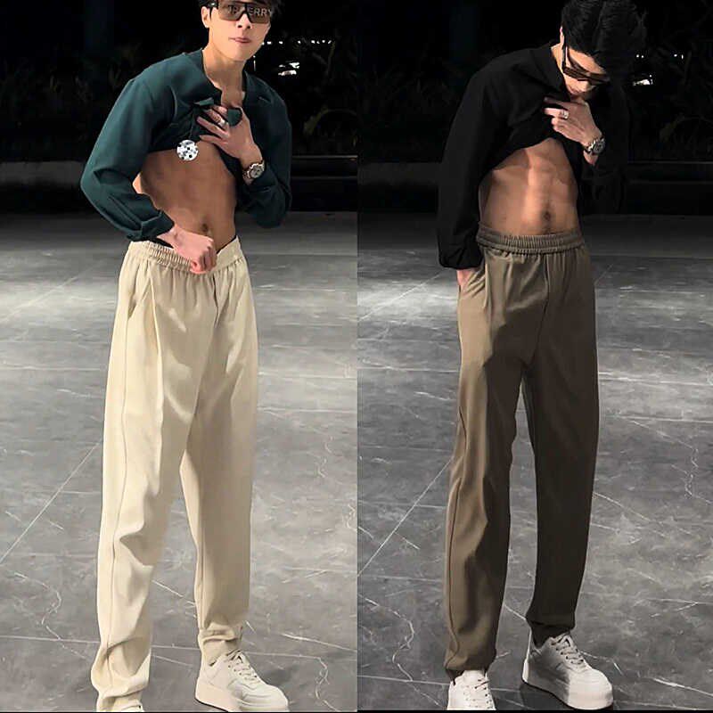 春夏薄款高级f垂坠感百搭休闲西裤男士简约宽松潮流抗皱透气直筒