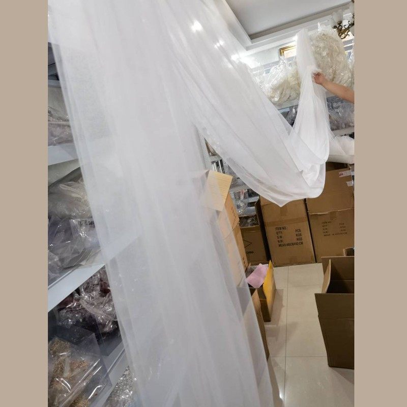 纯白色头纱软纱长纱婚纱配件婚礼拍婚纱照海边配饰品1.9米乘5米