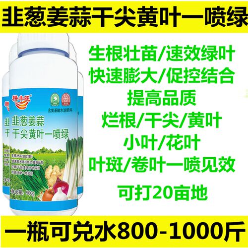 葱姜蒜韭菜干尖灵黄叶一喷绿大葱大姜大蒜韭菜黄叶卷Y叶病抗病增