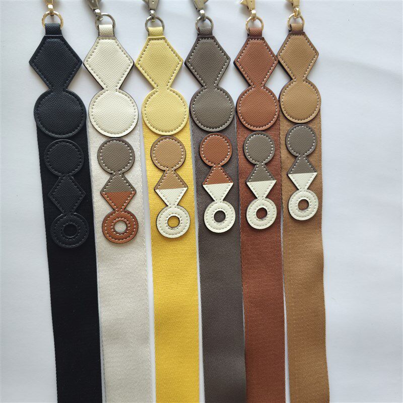 H宽肩带帆布撞色m带EP皮拼接全手工包包替换带子斜挎百搭