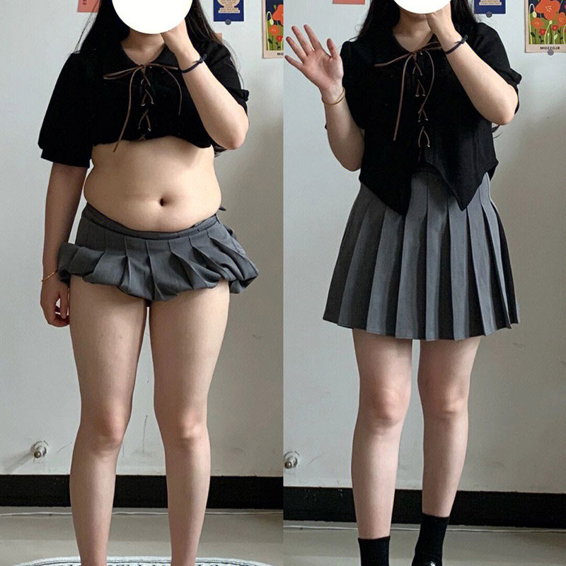 春夏新款西装面料胖mm纯色百褶裙显瘦遮跨高腰大码学院风半身裙