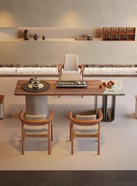 老板办公室新中会客茶式台茶桌高端商务接待茶木COG面板桌实椅组