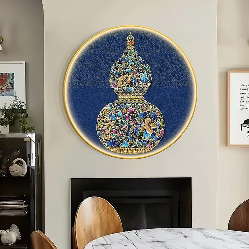 头福字圆廊形玄关装饰画带LD灯发光走尽挂画E入户正对CYLH-531墙