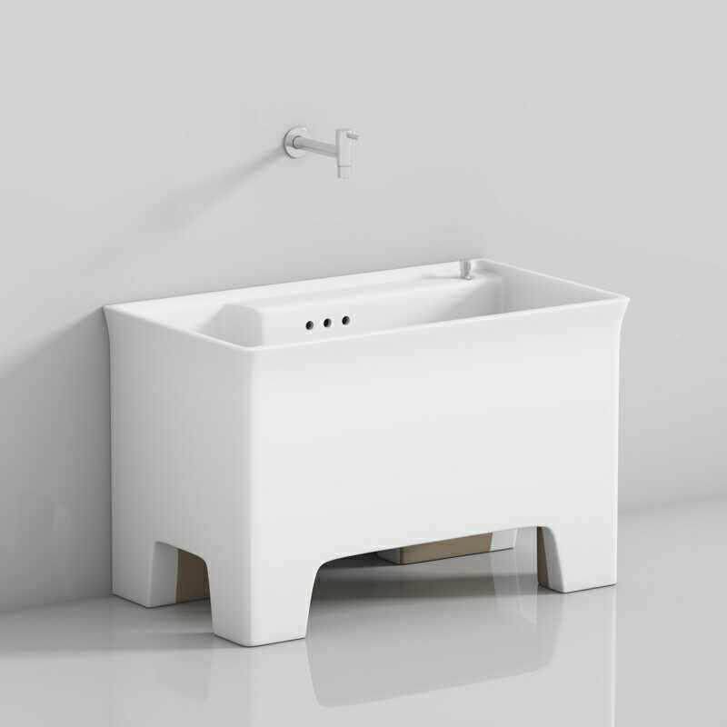 家卫生间阳用130大台洗拖把池号洗衣脚陶瓷拖布池带池搓衣板孔