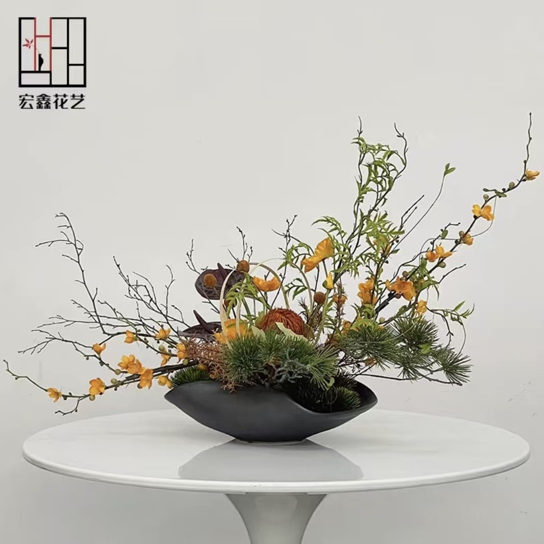 新中式仿真花艺桌面摆件