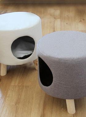 SY猫窝封闭式冬季保暖人猫窝共用猫咪睡6觉的窝木666凳猫保暖质四