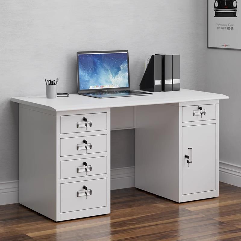 钢YC365制办公桌不锈钢桌面加厚铁财务电脑桌带皮作抽屉疗学校诊