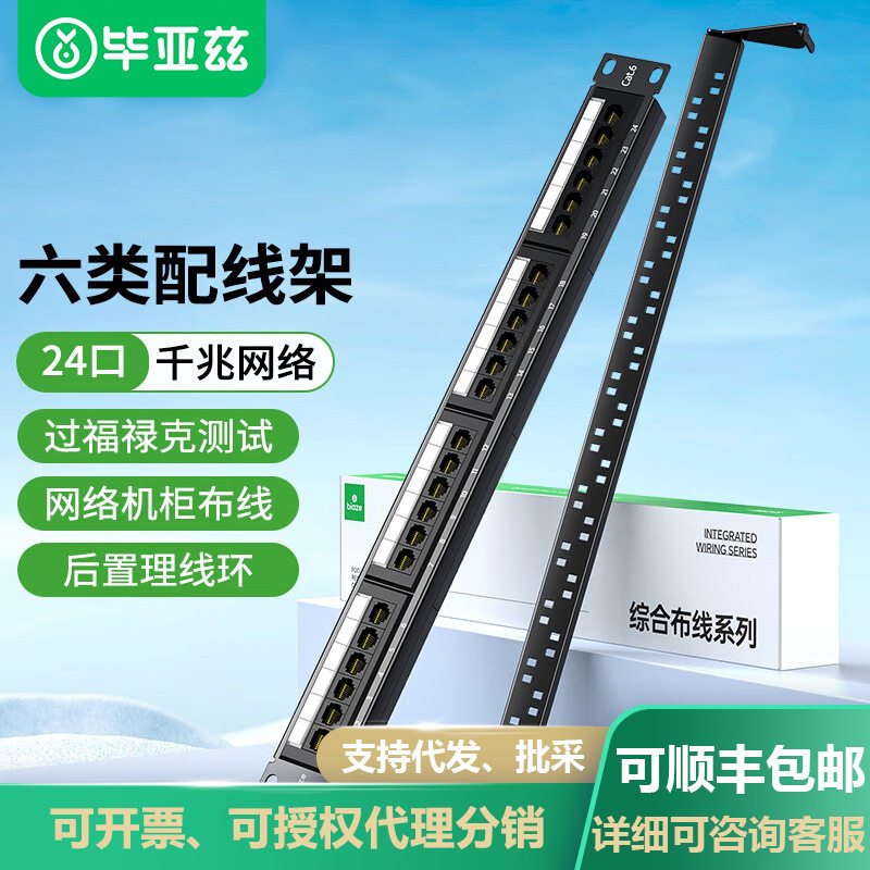 毕亚兹CAT624口1U配线架理线槽