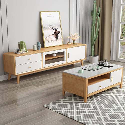 YF-326实木茶几电视柜合现代简约小户型板茶桌家用厅带烧水组客壶