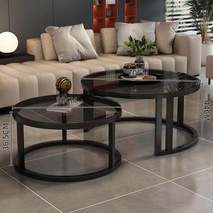 岩板茶几新客厅家用小户型现代简圆形玻璃出租组房约2NBD025款 极