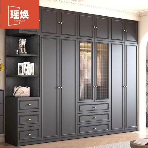 暗中古古风黑色衣家柜用黑系经典复美式卧室小户INV型成品大衣橱