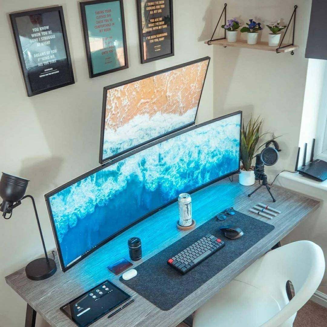 34/4349英寸上下双屏显示/器支架品字拼上下双屏三屏组合接气压械