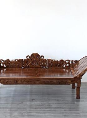 木实木妃床中榆雕花仿古美人榻小户型客厅沙式发贵躺椅单F9657M7T