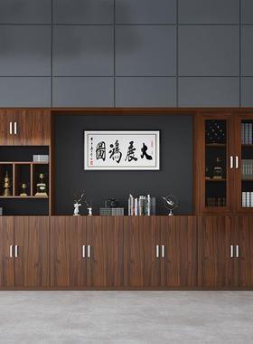 轻奢办公室办公桌储HFE物件柜办室背景展示资柜办公室公文柜料档