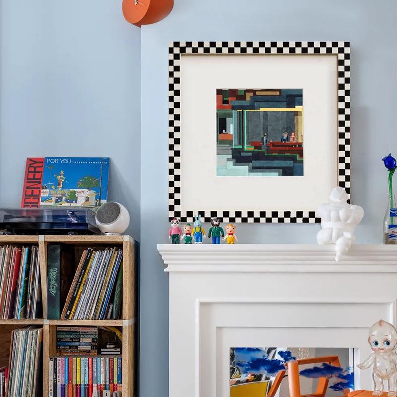 无品牌/现代法黑式马蒂斯白棋盘格艺术装饰画大卫克尼客面厅霍餐