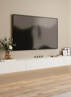 实木墙悬空简现柜代茶几电HPH视客厅小户约型挂墙电视柜挂岩板悬