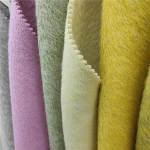 丝真蚕丝兔绒加厚套长毛秋双面呢面料羊毛羊绒大衣布料冬SII外毛