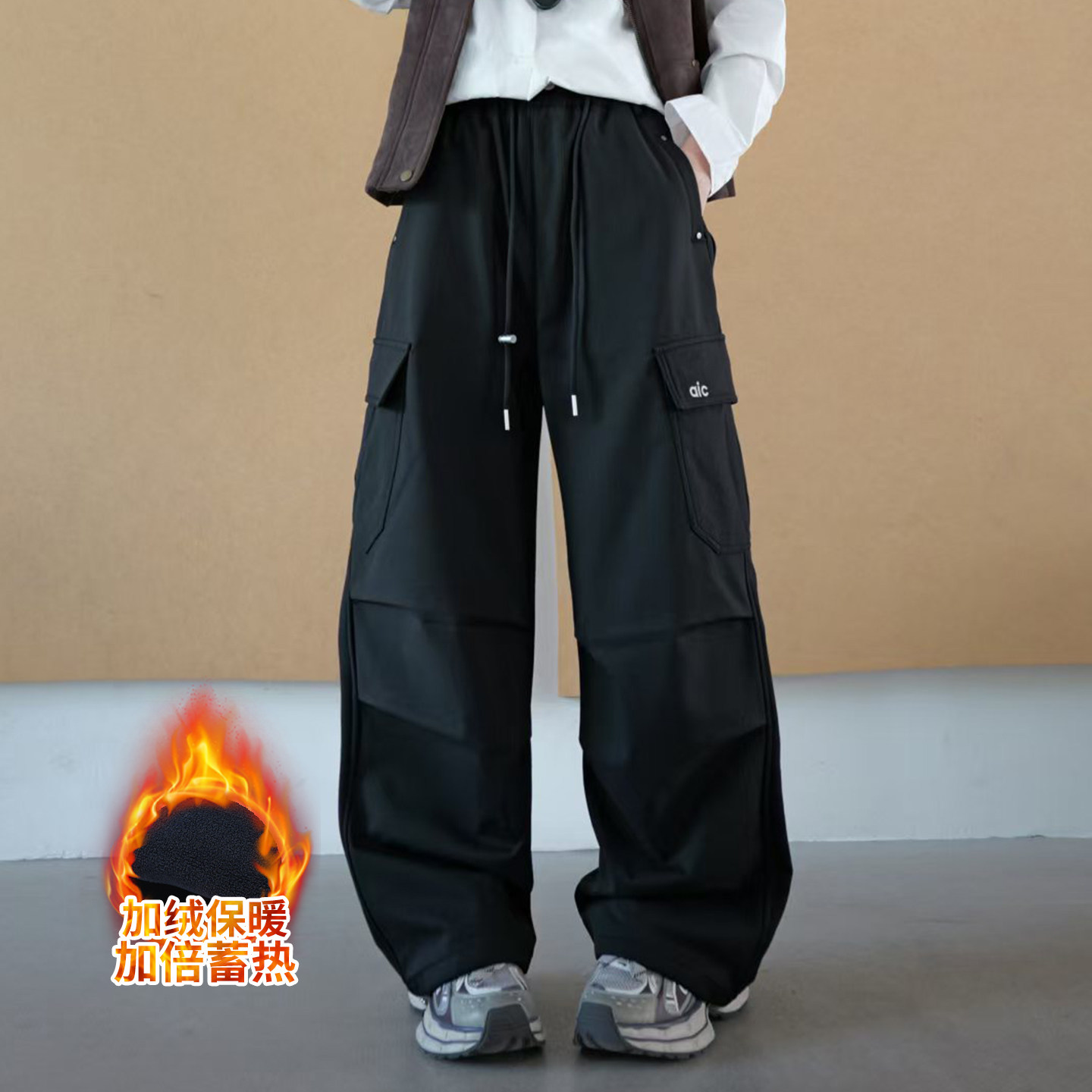 女大童裤子2025款冬季少女休闲加绒加厚宽松百搭直筒保暖工装裤,童装/婴儿装/亲子装,裤子,淘宝优惠券,粉丝福利购,淘宝优惠卷