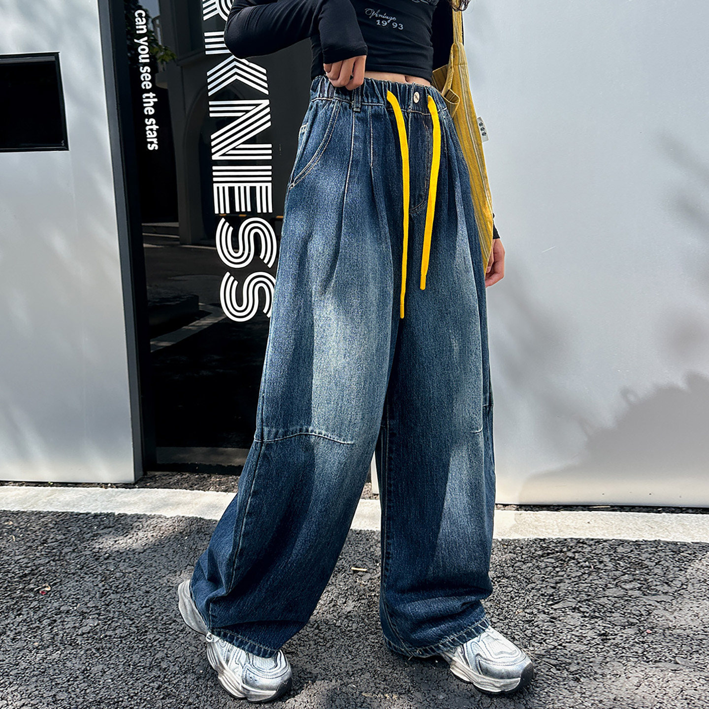 女大童蓝色牛仔裤2025韩版学生青少年高腰显瘦窄版直筒裤垂感长裤,童装/婴儿装/亲子装,裤子,淘宝优惠券,粉丝福利购,淘宝优惠卷