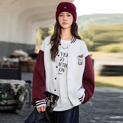 女童棒球服外套春秋款2025新款大童初中生女孩秋装宽松洋气上衣