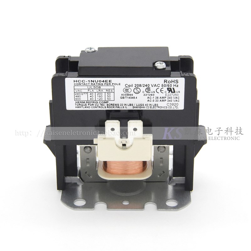 208V-240V 40A大负载 HCC-1NU04EE 空气能热泵单相一极交流接触器